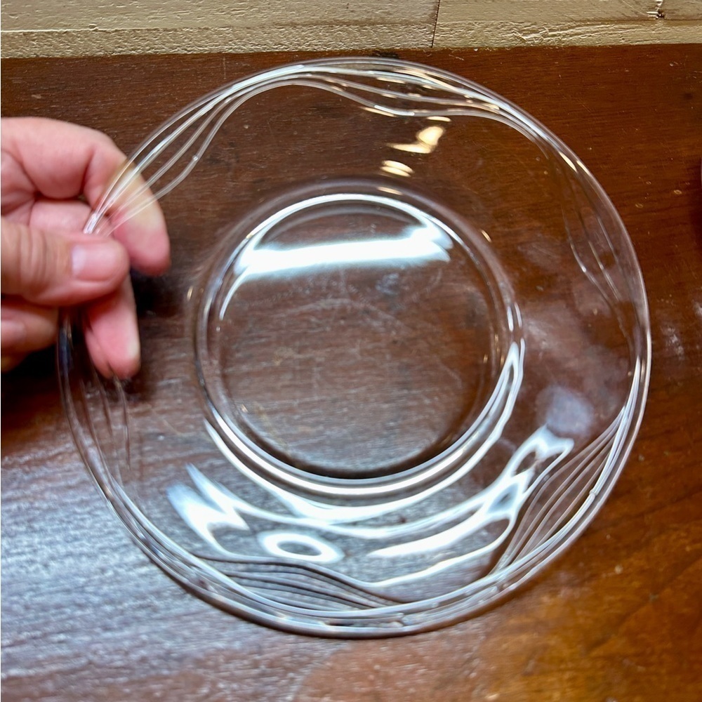 FOSTORIA, CORONET CLEAR, 7 1/2” SALAD PLATE. SET OF 8. NO CHIPS OR CRACKS.